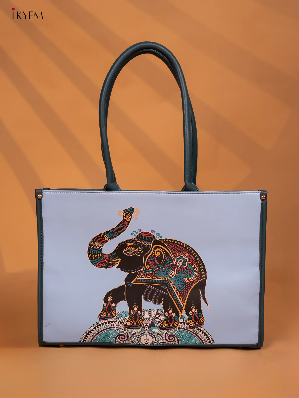 Printed Handbag - Small Elephant -Blue - KD05130