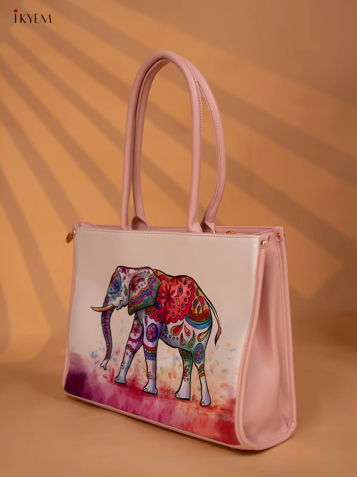 Printed Handbag - Elephant - Pink - KD05132 - Image 2