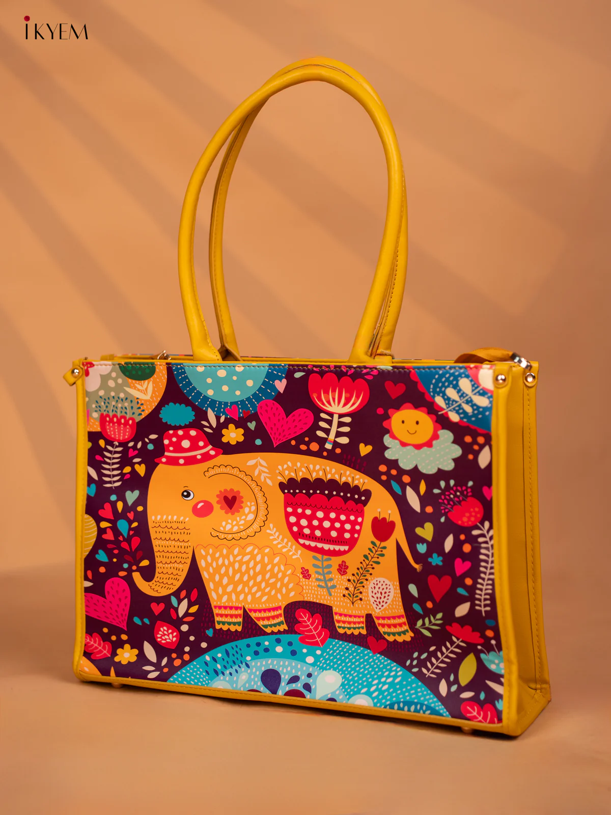 Printed Handbag - Elephant -Yellow - KD05133 - Image 2