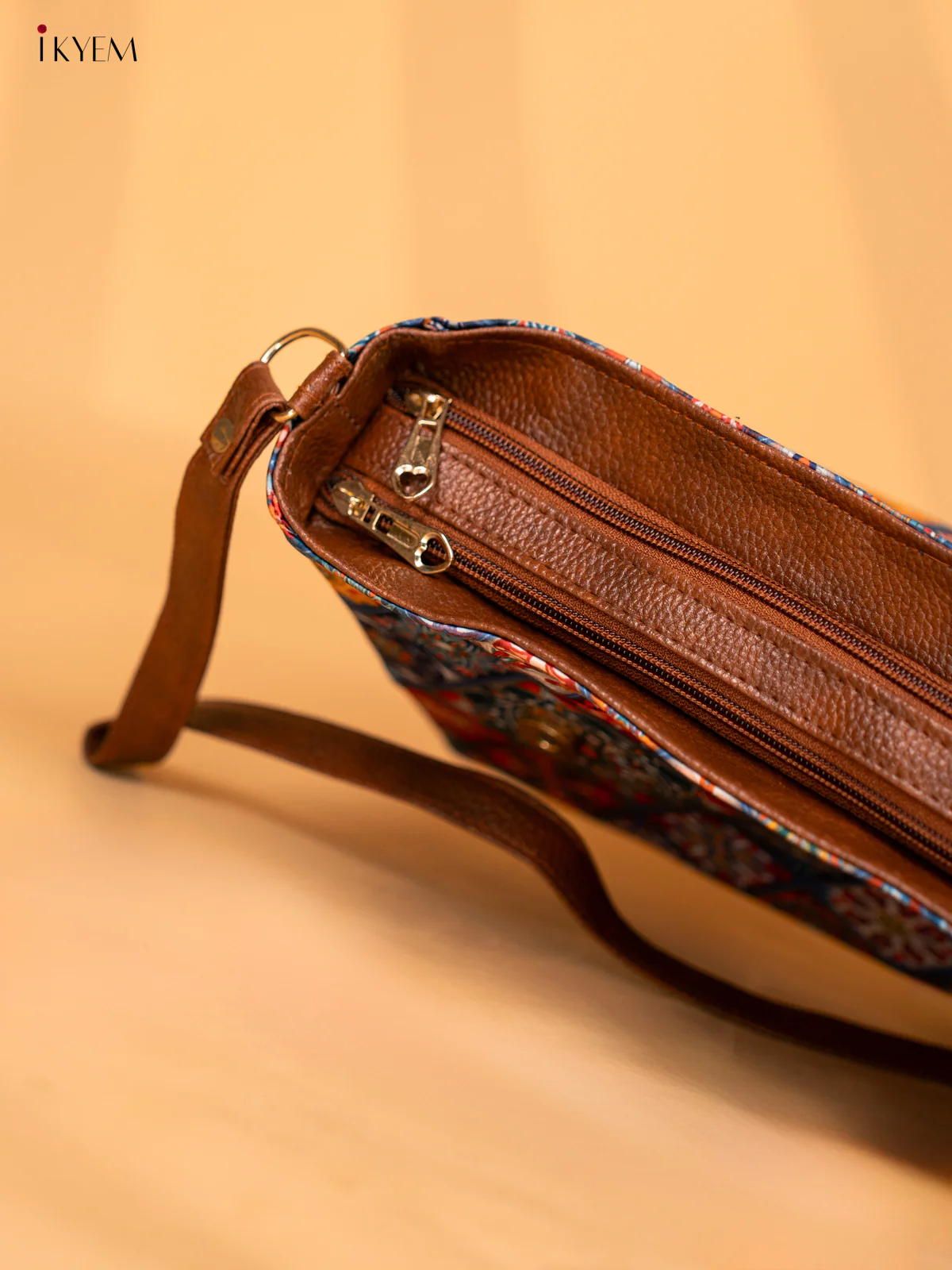 Printed Mandala Art Metal Handle with Leather Sling Bag - Multi Colour - KD05148 - Image 6