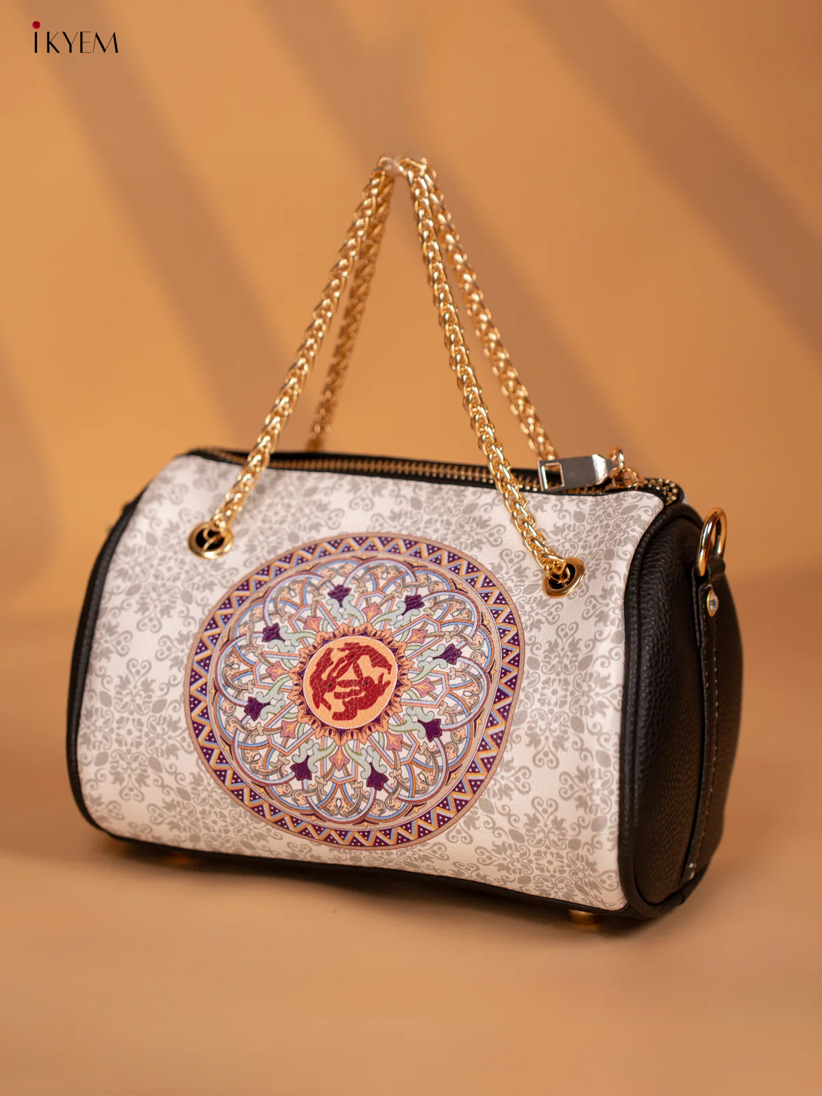 Printed Mandala Art Leather Sling Bag - White - KD05151 - Image 2