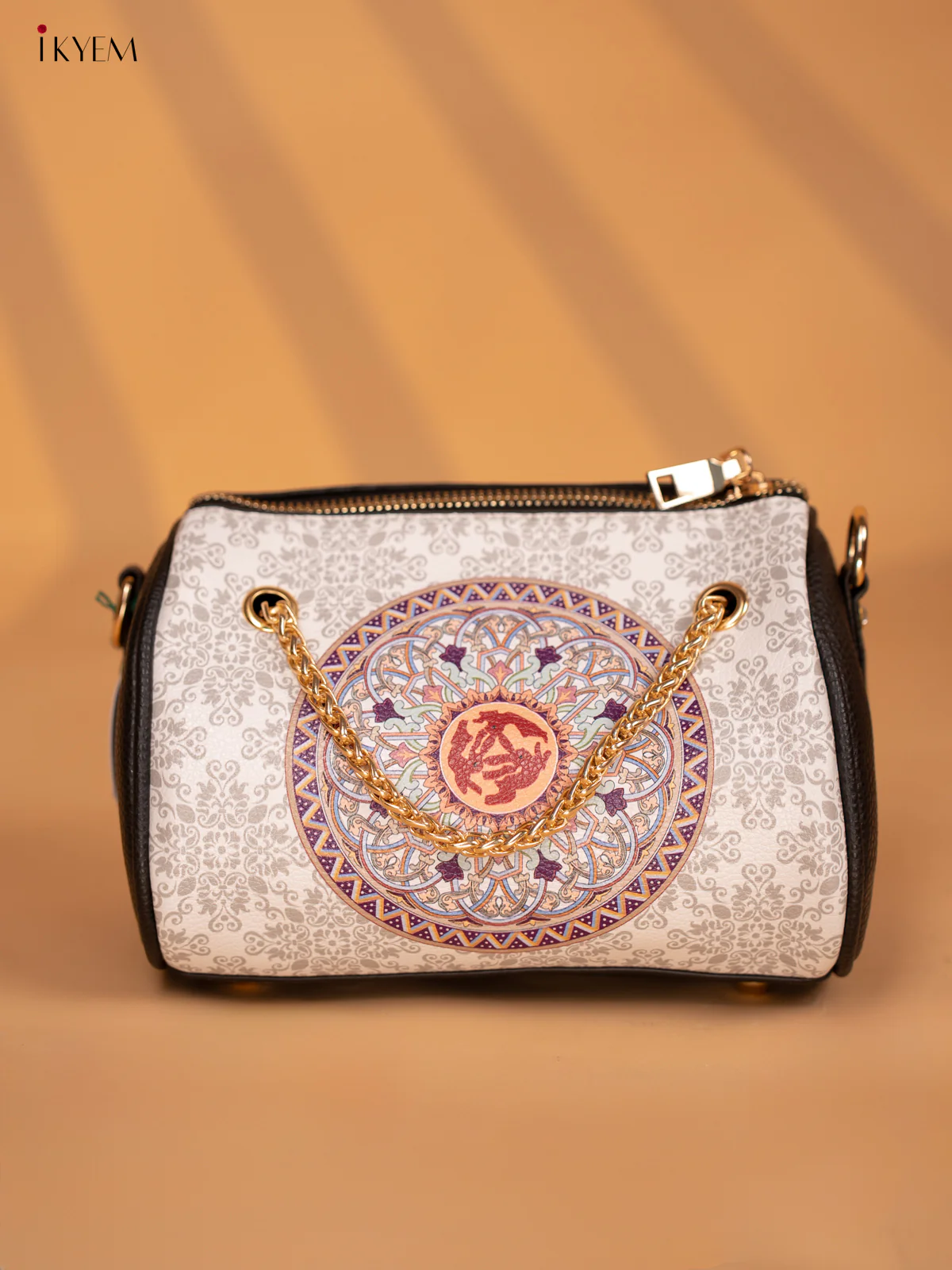 Printed Mandala Art Leather Sling Bag - White - KD05151 - Image 4