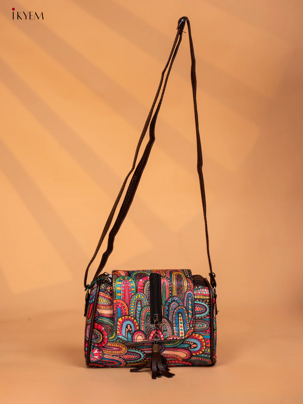 Printed Rangoli Design Leather Sling Bag - Multi Colour - KD05155 - Image 3