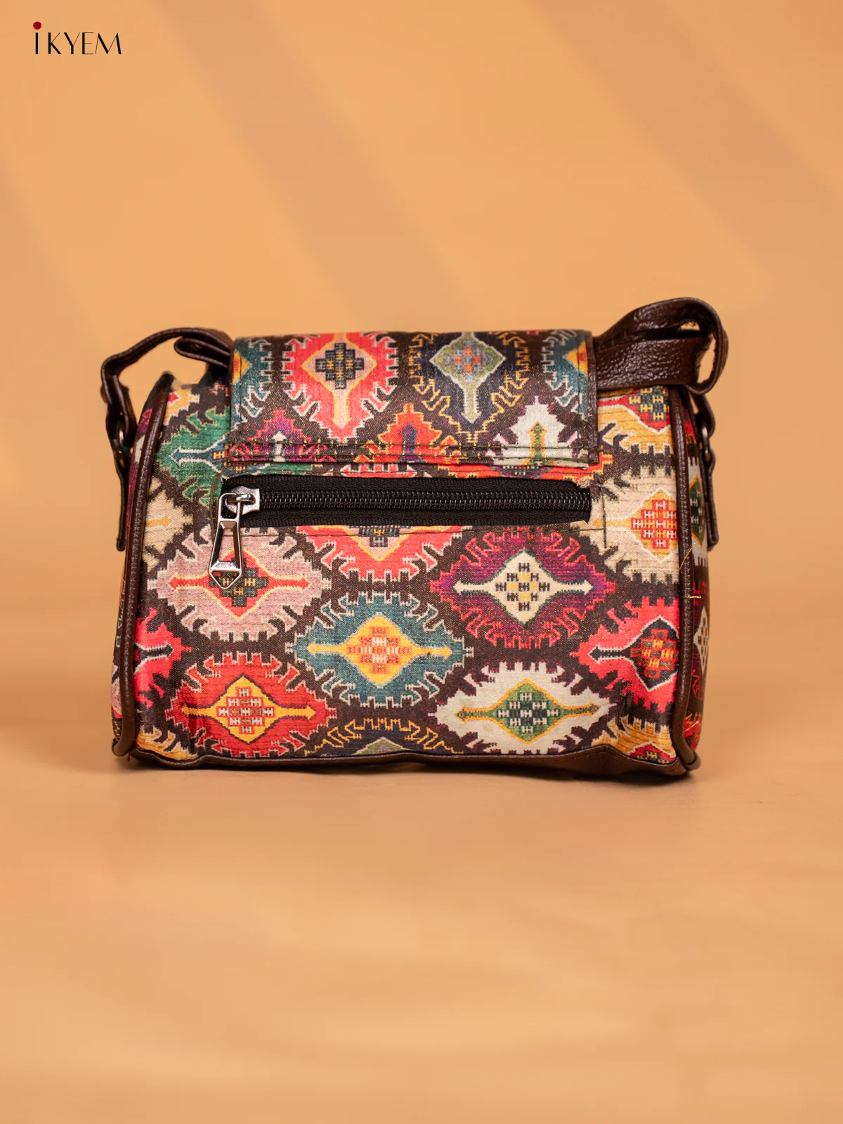 Printed Ikat Design Leather Sling Bag - Multi colour - KD05156 - Image 5