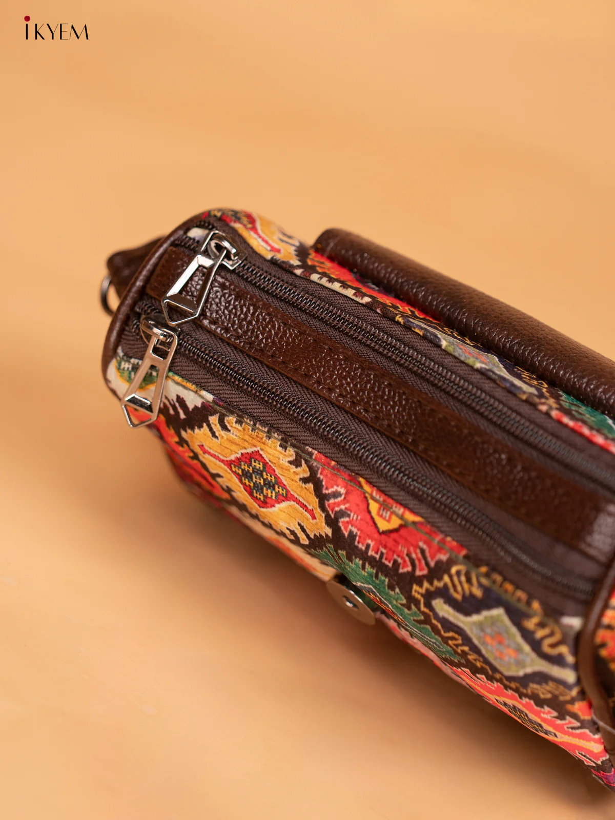 Printed Ikat Design Leather Sling Bag - Multi colour - KD05156 - Image 6