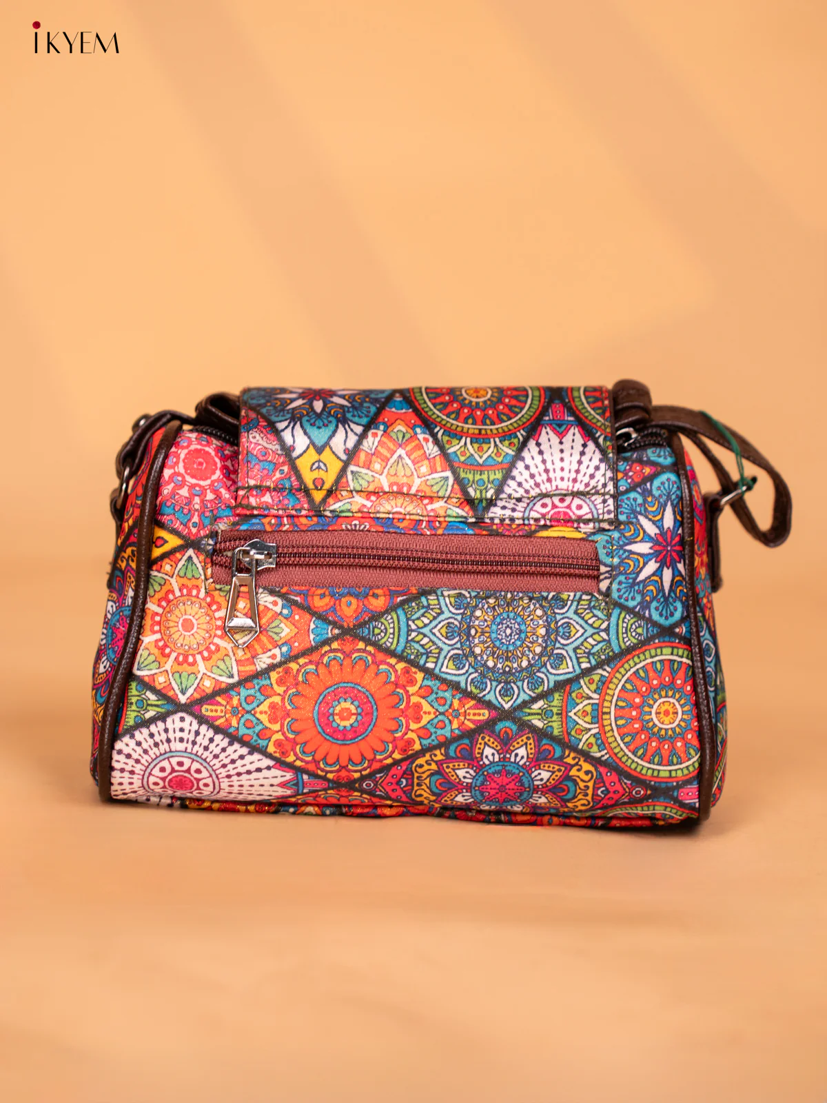 Printed Mandala Art Leather Sling Bag - Multi Colour - KD05158 - Image 5