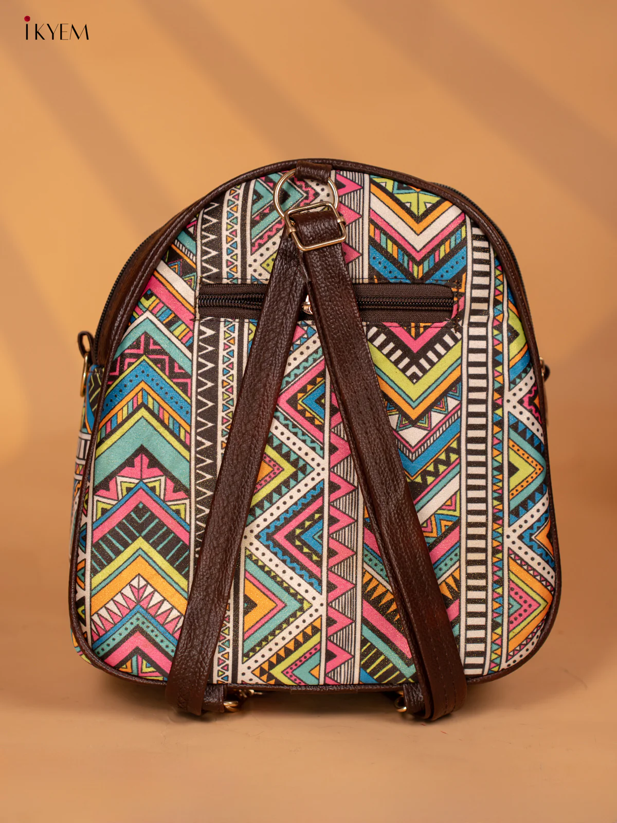 Printed Geometric Design Leather Backpack - Multicolour - KD05164 - Image 4