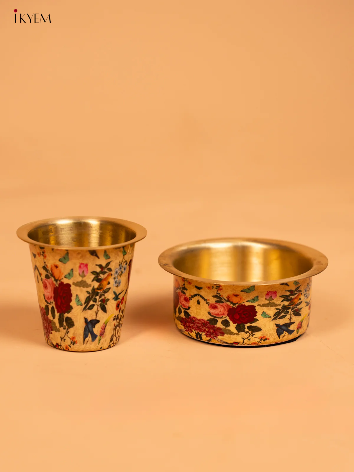 Brass Digital Printed Dabara set - Bird - KD12125