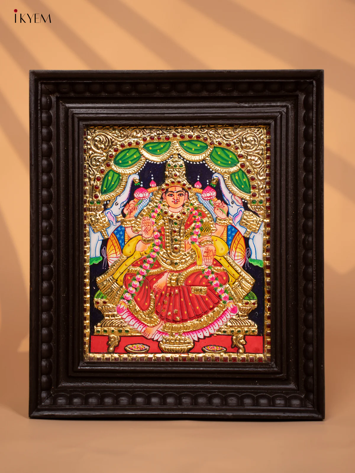 Gajalakshmi - Tanjore Painting (13x11) Red - KD17118