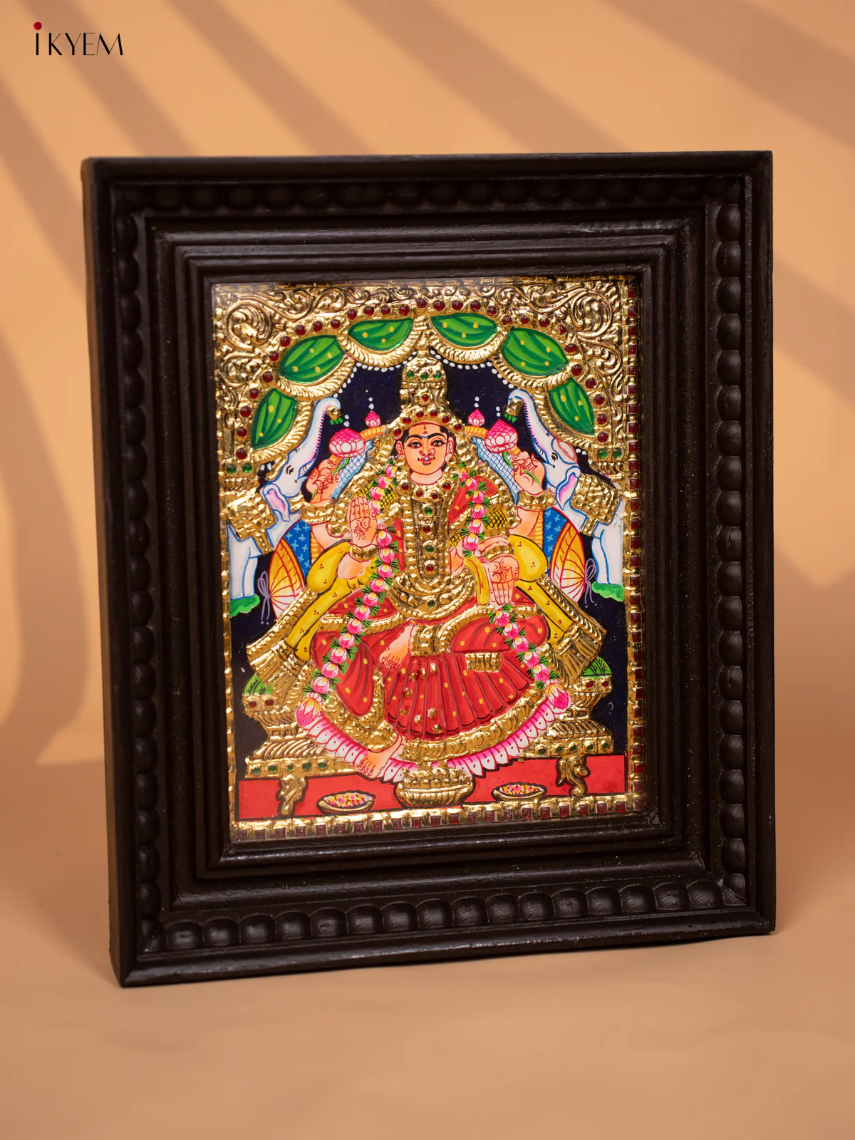 Gajalakshmi - Tanjore Painting (13x11) Red - KD17118 - Image 2