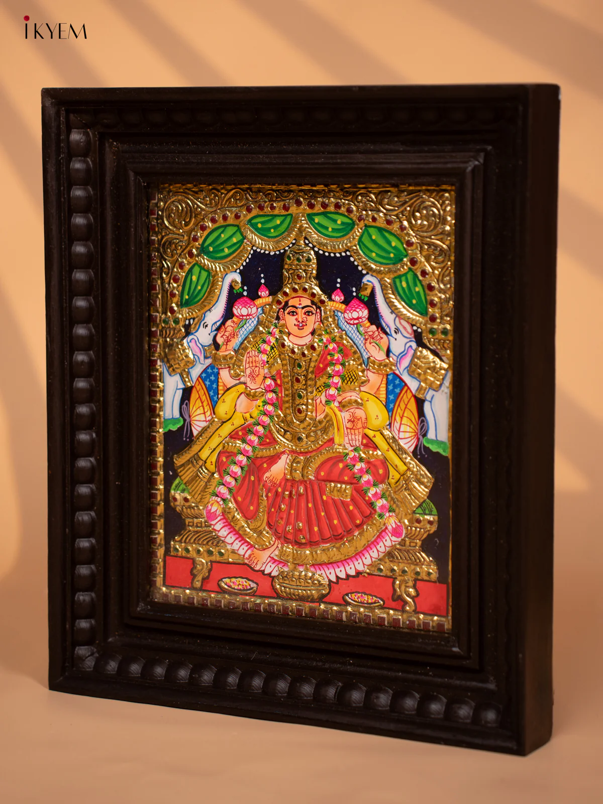 Gajalakshmi - Tanjore Painting (13x11) Red - KD17118 - Image 4