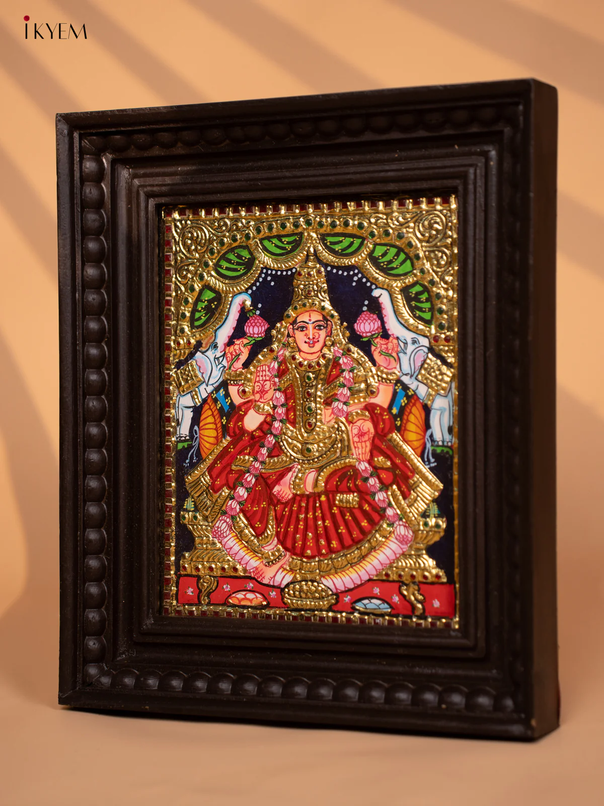Gajalakshmi - Tanjore Painting (13x11) Red - KD17119 - Image 3