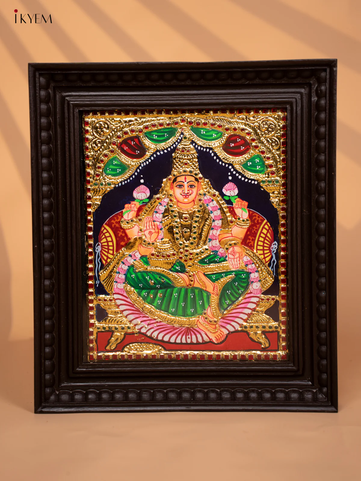 Lakshmi - Tanjore Painting (15x13) Green - KD17124