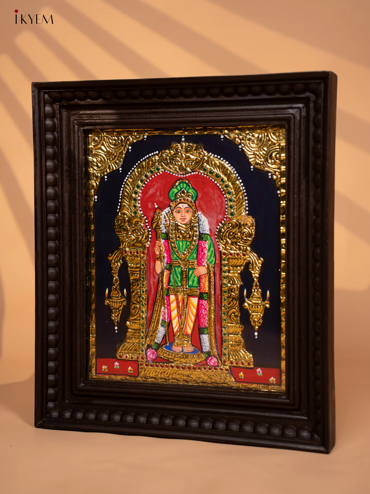 Murugar - Tanjore Painting (15x13) Green - KD17125 - Image 3