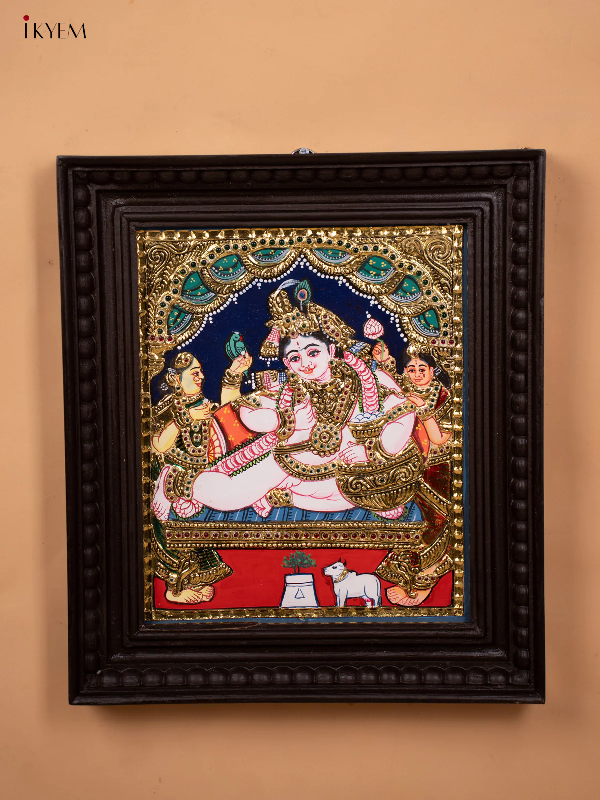 Butter Krishna Tanjore painting - Tanjore Painting (15x13) - KD17129