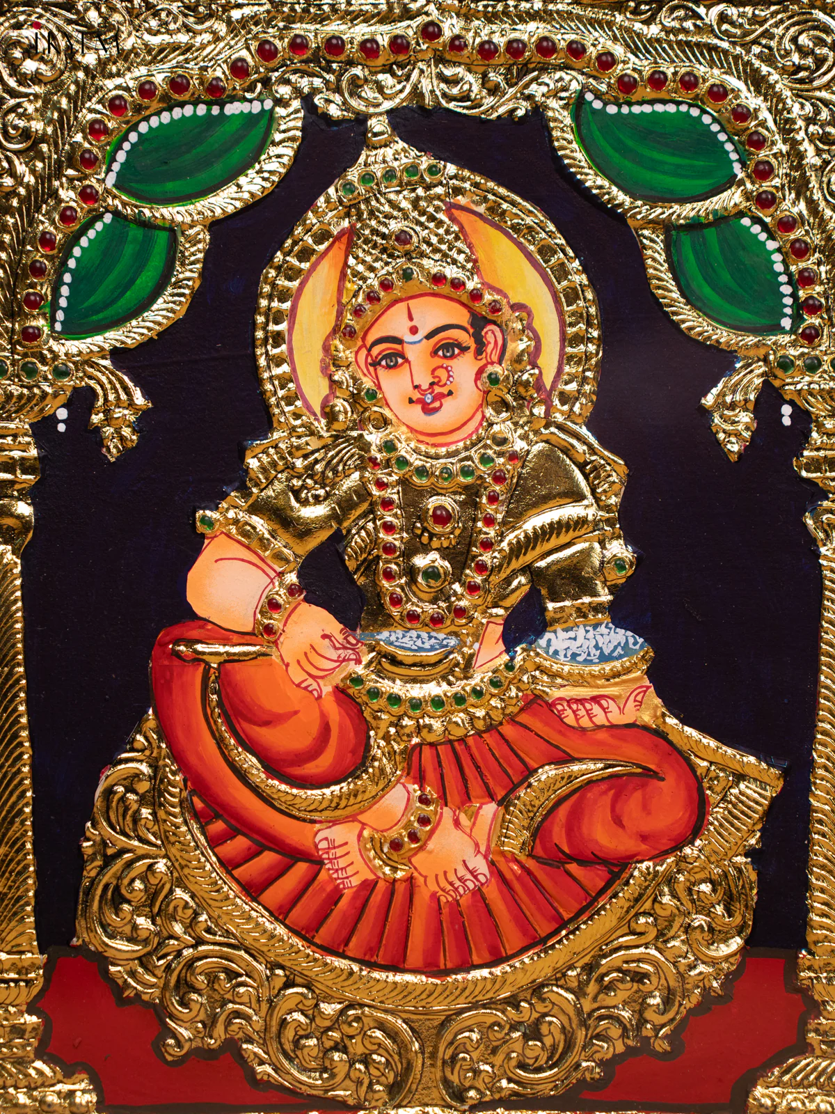 Anna Poorani - Tanjore Painting (15x13) Red - KD17131 - Image 2