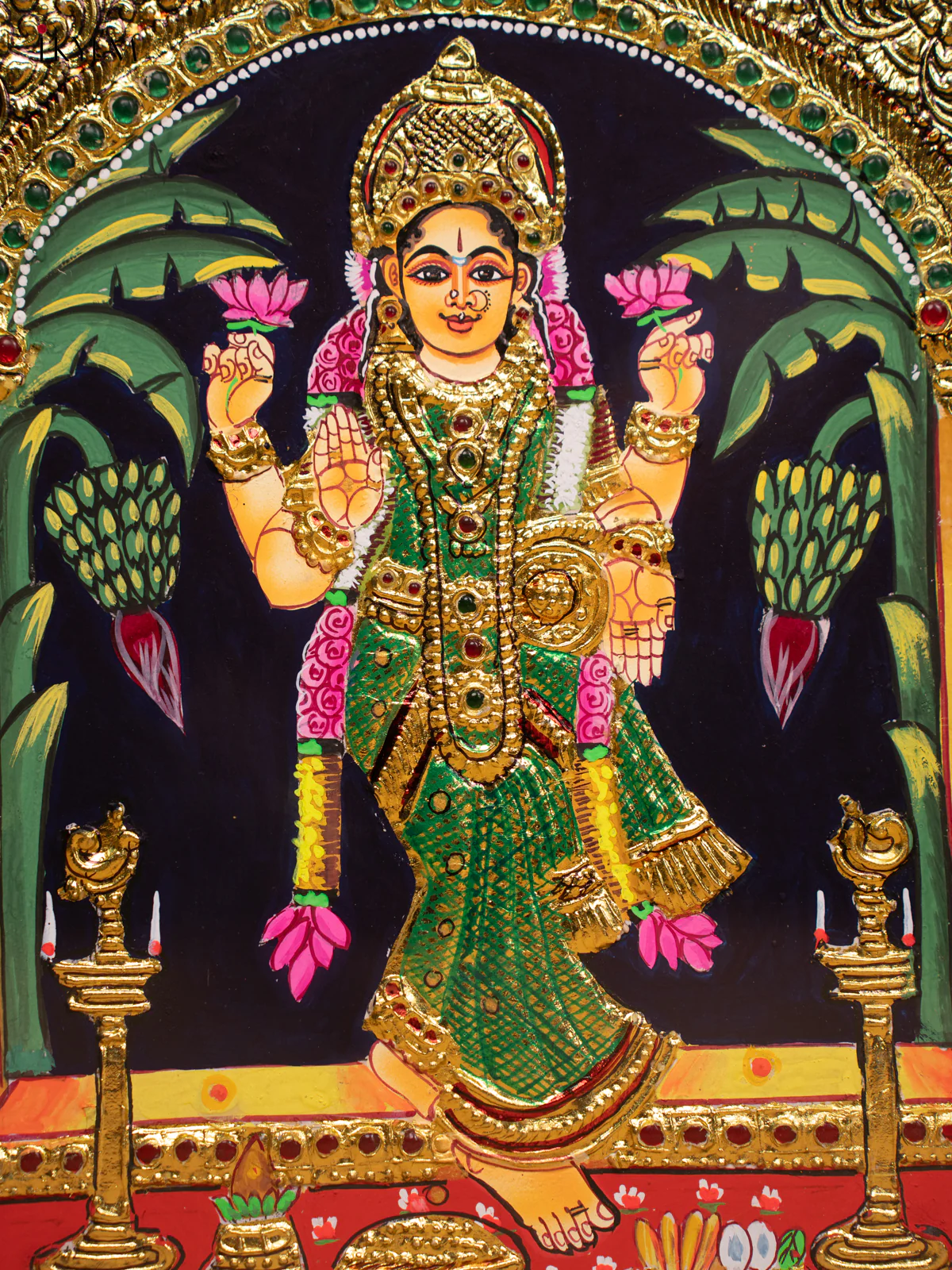 Garuda Lakshmi - Tanjore Painting (15x13) - KD17135 - Image 3