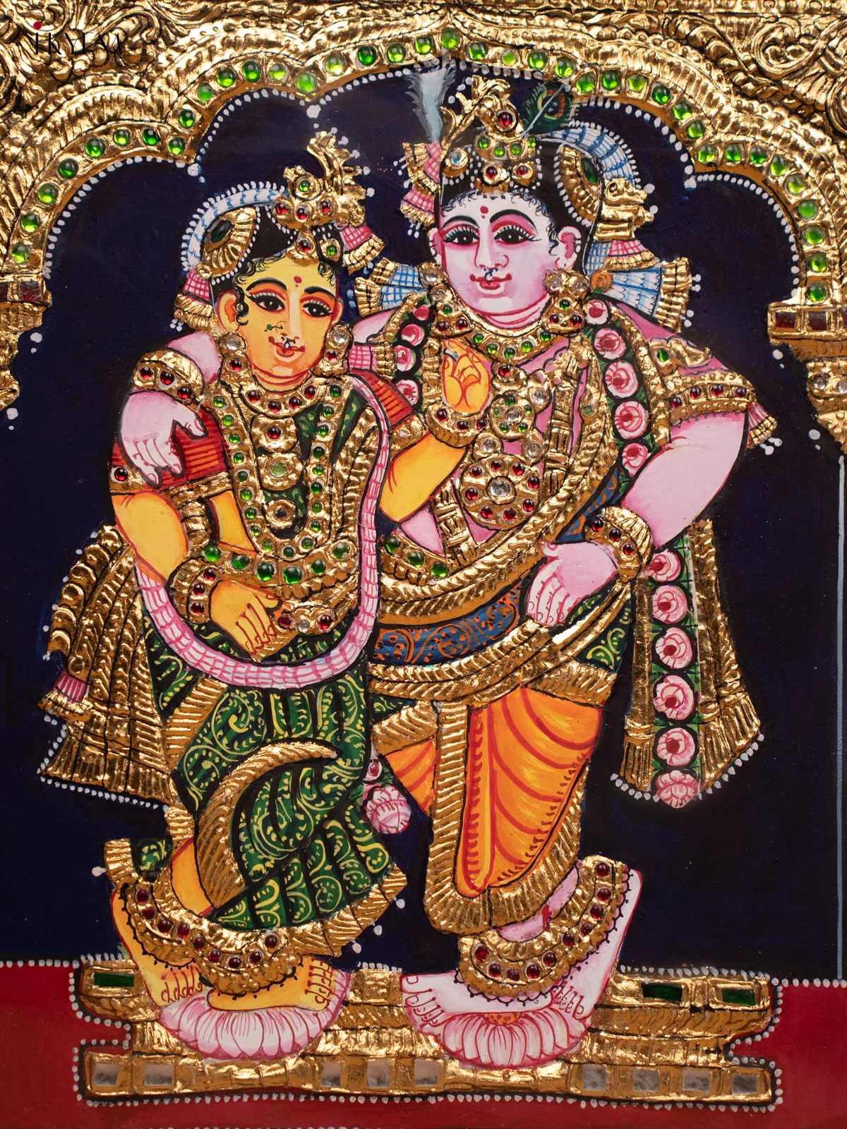 Radha Krishna - Tanjore painting (15x13) - KD17136 - Image 3