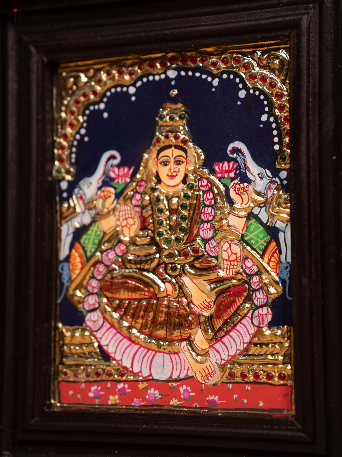 Gajalakshmi - Tanjore Painting (11x9) - KD17139 - Image 4