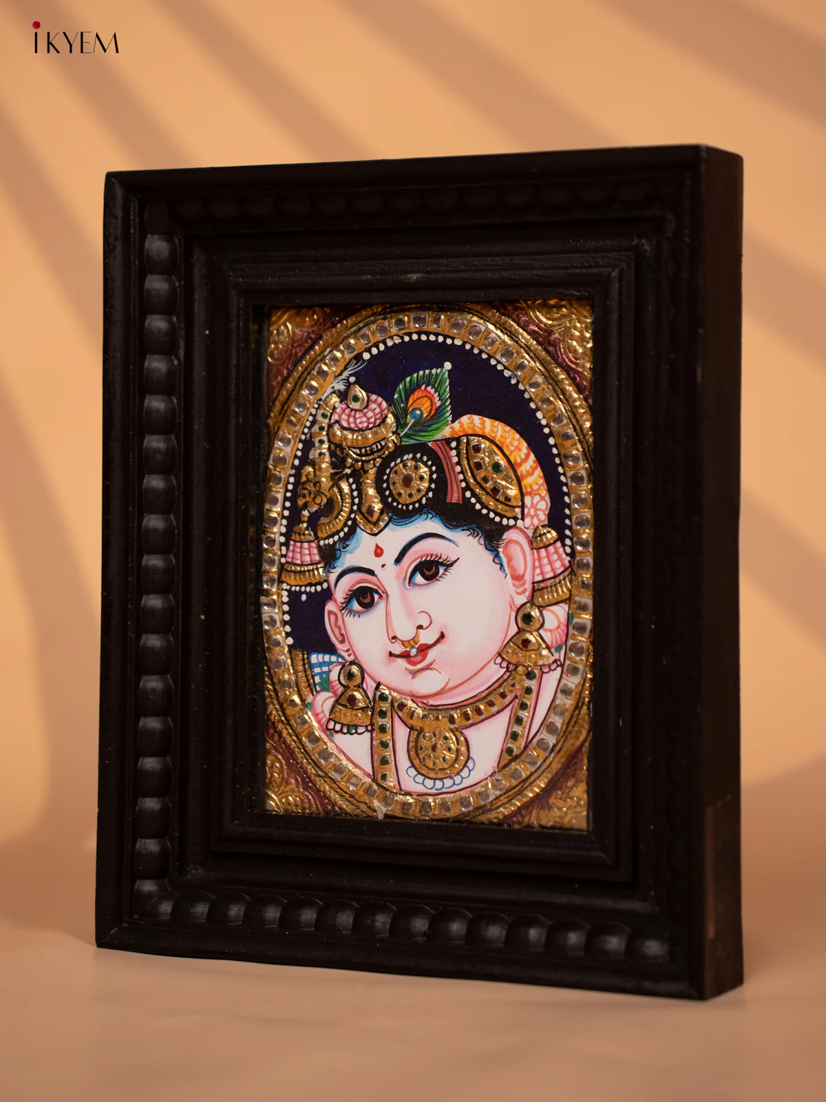 Sri Krishna - Tanjore Painting (11x9) - KD17141 - Image 3