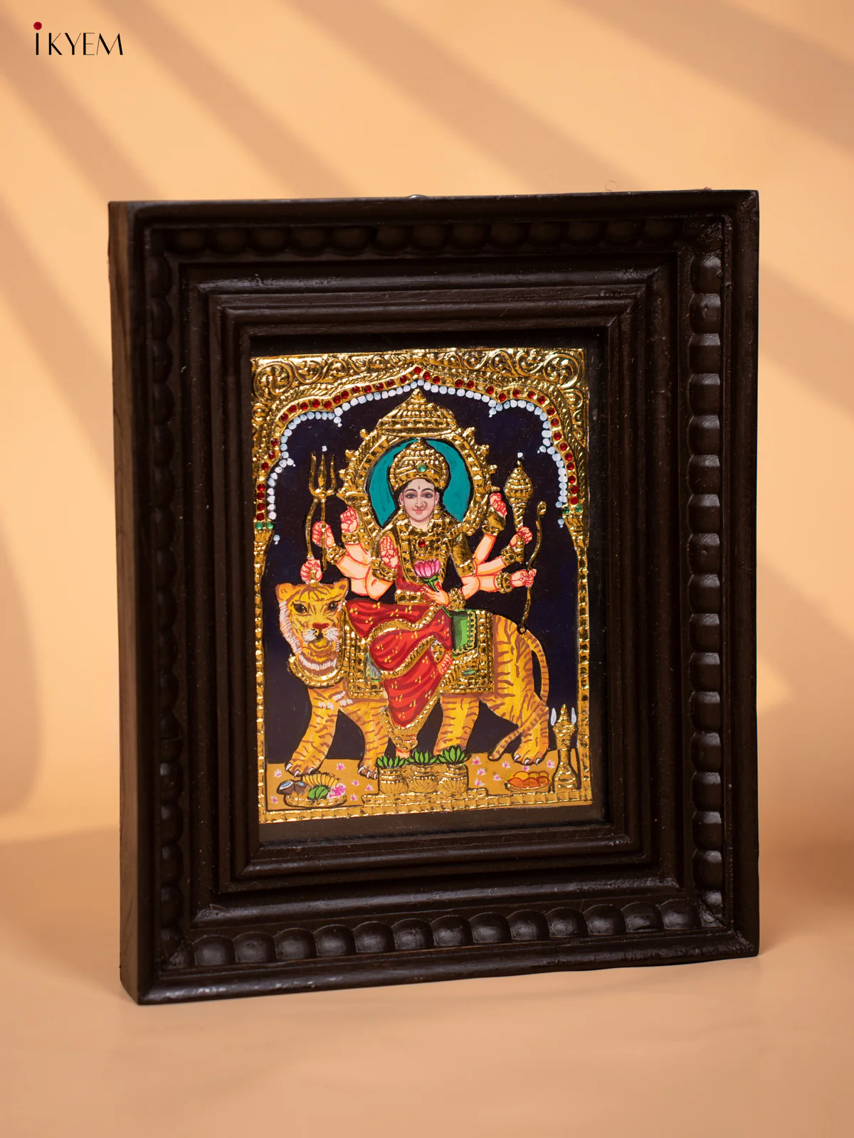 Durga - Tanjore Painting (11x9) Yellow - KD17145 - Image 2