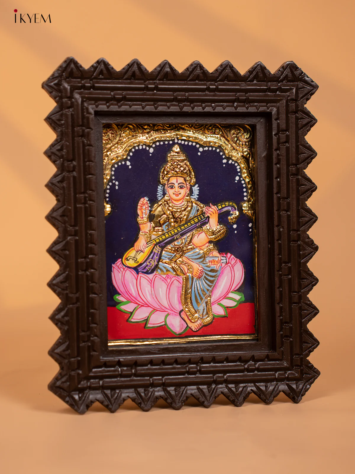 Saraswathi- Tanjore Painting (11x9) - KD17148 - Image 2