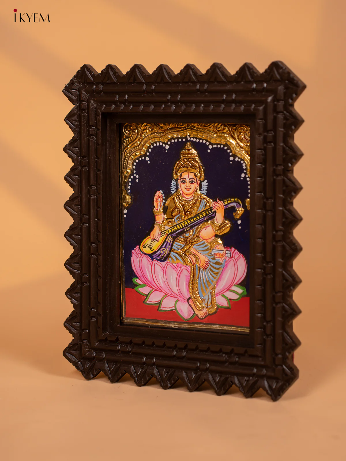 Saraswathi- Tanjore Painting (11x9) - KD17148 - Image 3