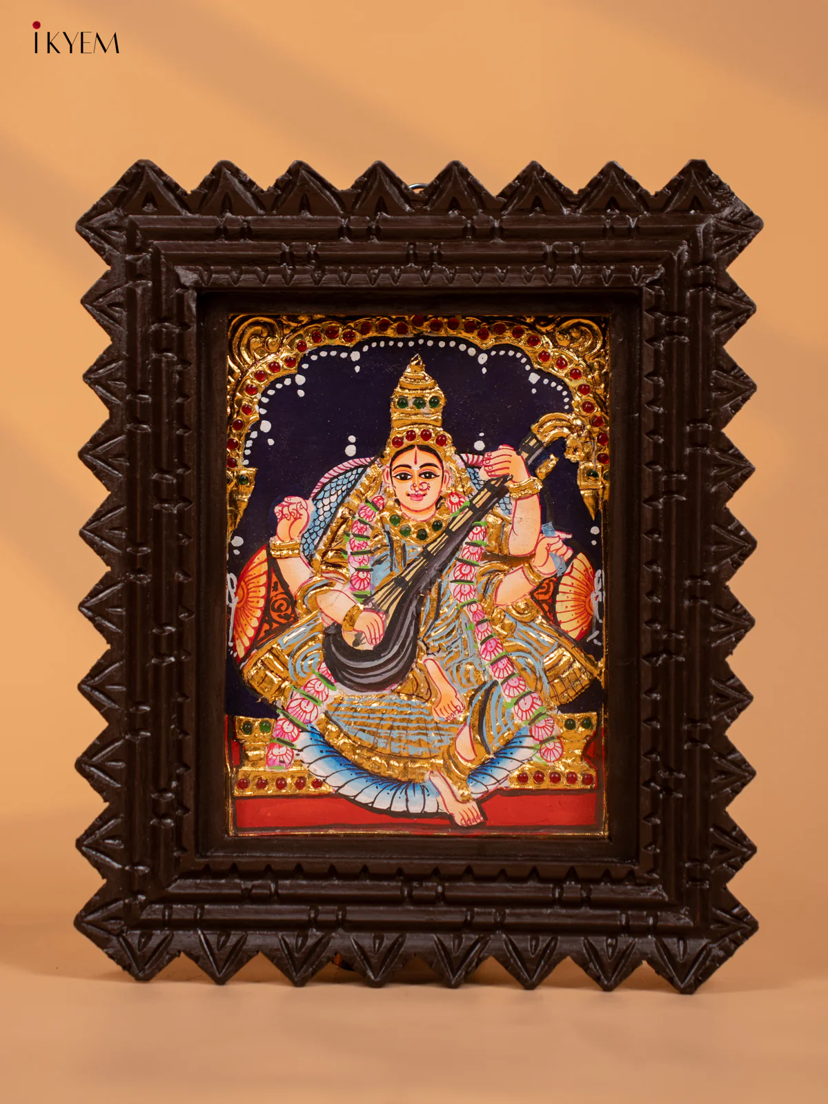 Saraswati - Tanjore Painting (11x9) - KD17153