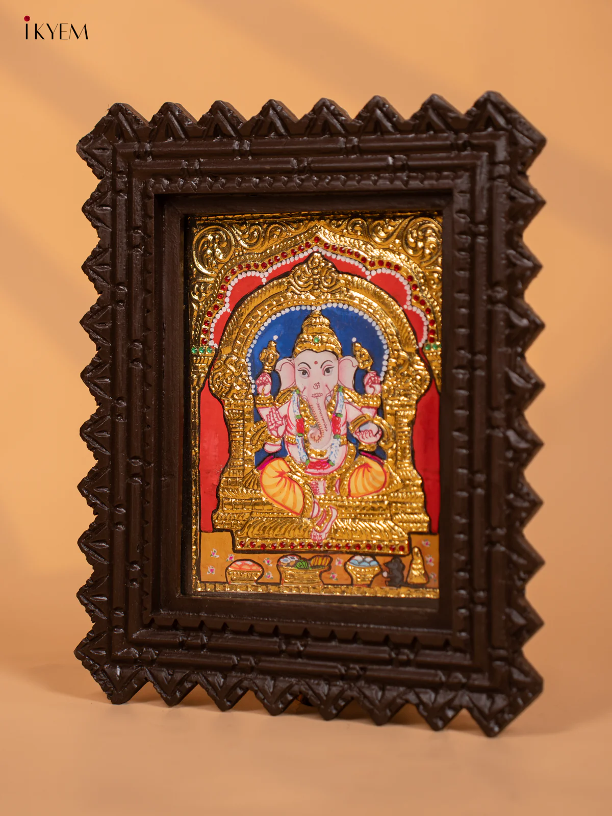 Lord Ganesha- Tanjore Painting (11x9) - KD17154 - Image 3