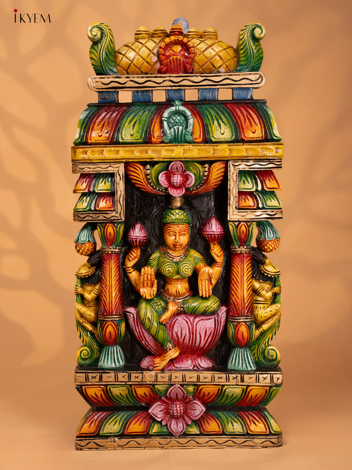 Wooden Hand Carved Painted Gopuram With Lakshmi - 24 Inch - KD18118