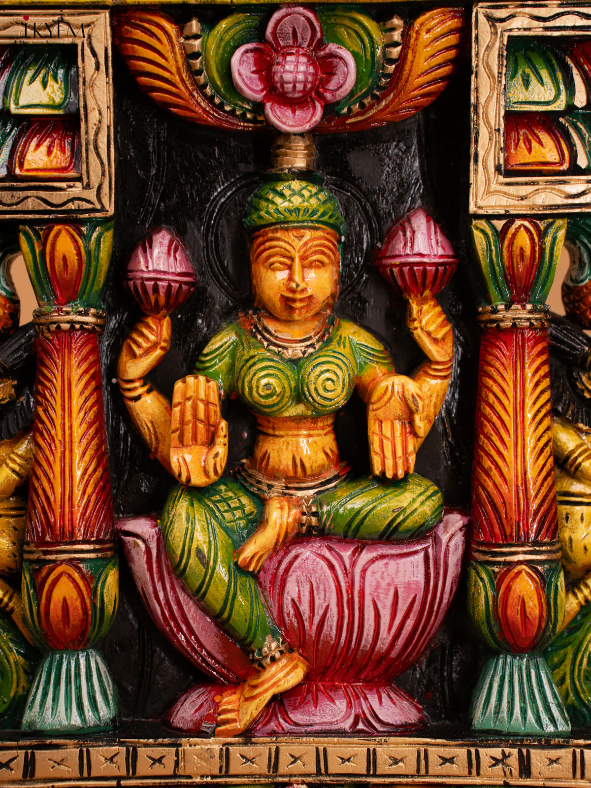 Wooden Hand Carved Painted Gopuram With Lakshmi - 24 Inch - KD18118 - Image 2