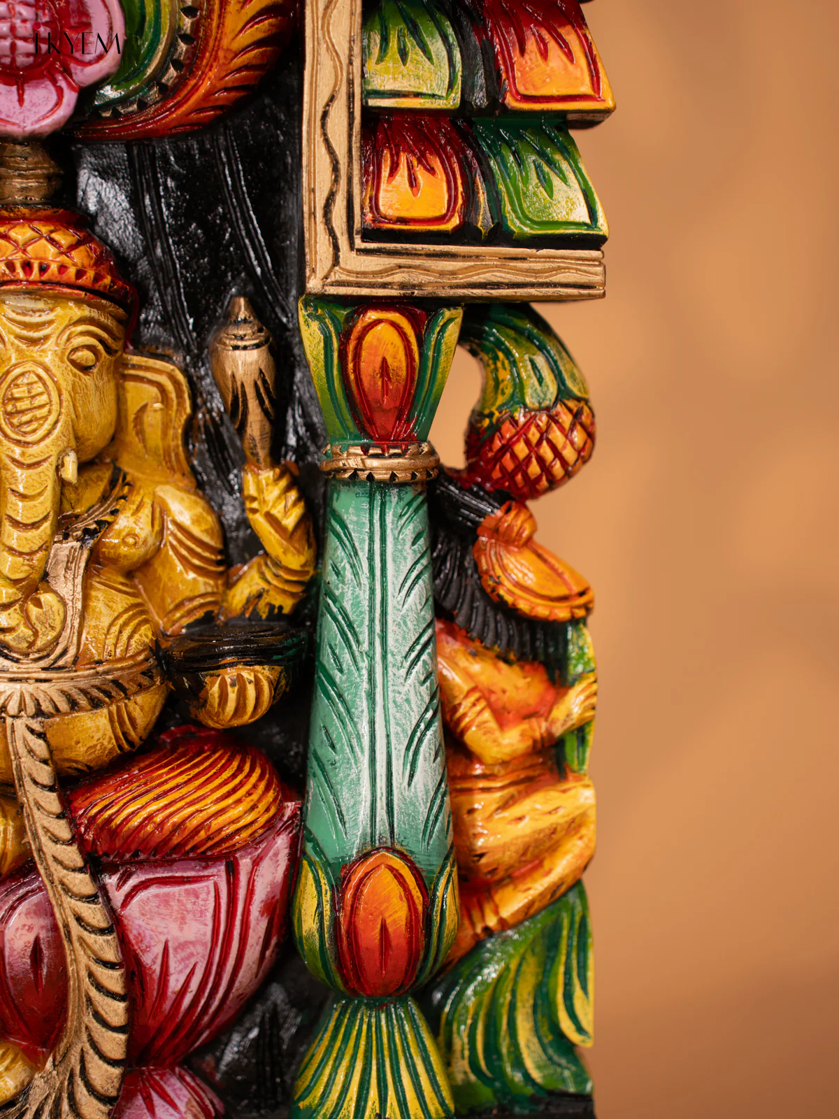 Wooden Hand Carved Painted Gopuram with Ganesha - 24 Inch - KD18119 - Image 4