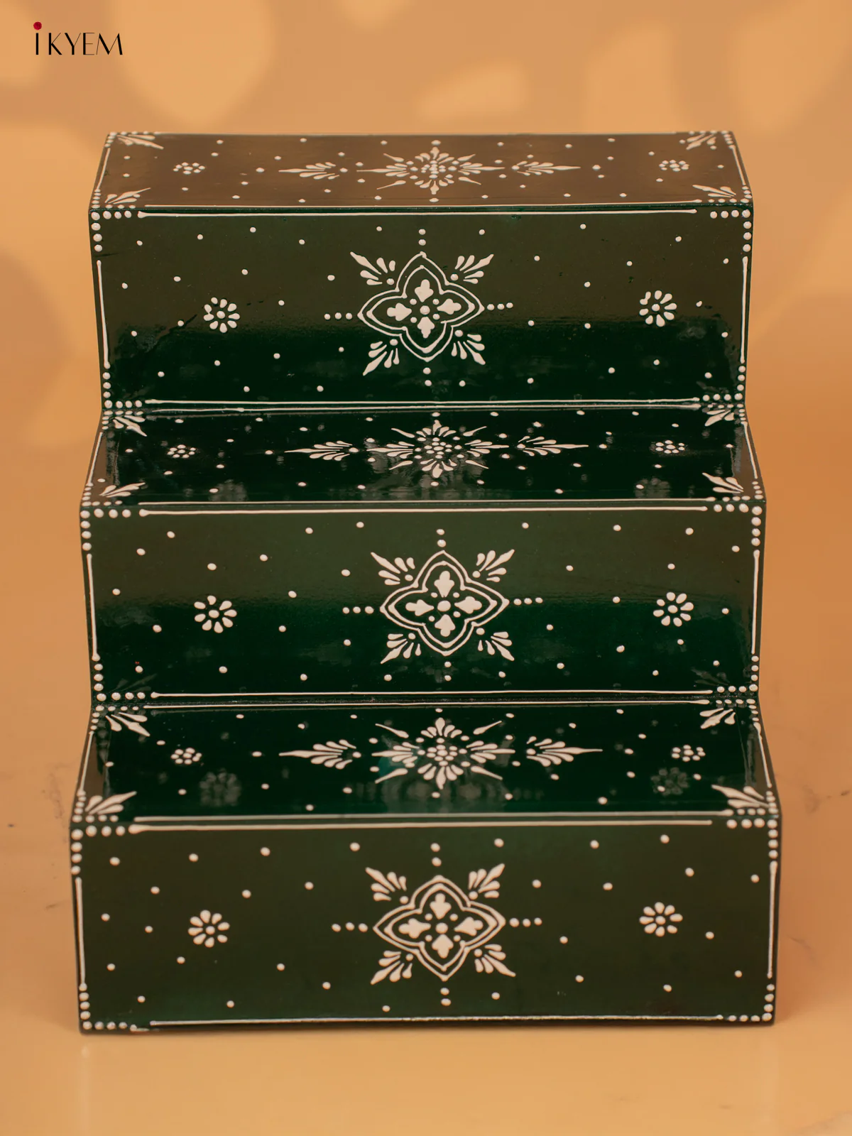 WOODEN HANDPAINTED 3-STEP GOLU PADI - GREEN - KD18138 - Image 2