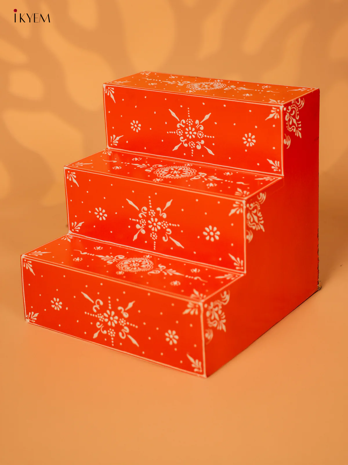 WOODEN HANDPAINTED 3-STEP GOLU PADI - ORANGE - KD18140 - Image 3