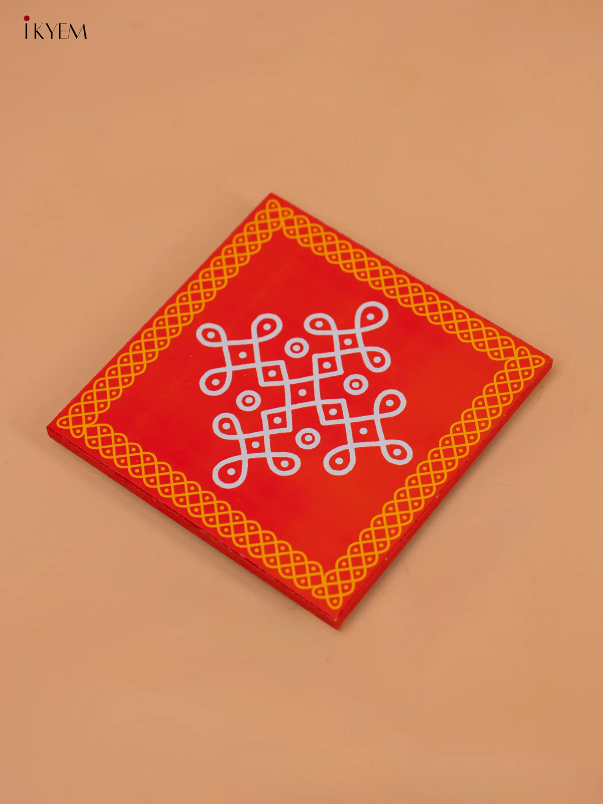 Wooden Square Kolam Manai (6x6) - Sikku Kolam - KD18176 - Image 2