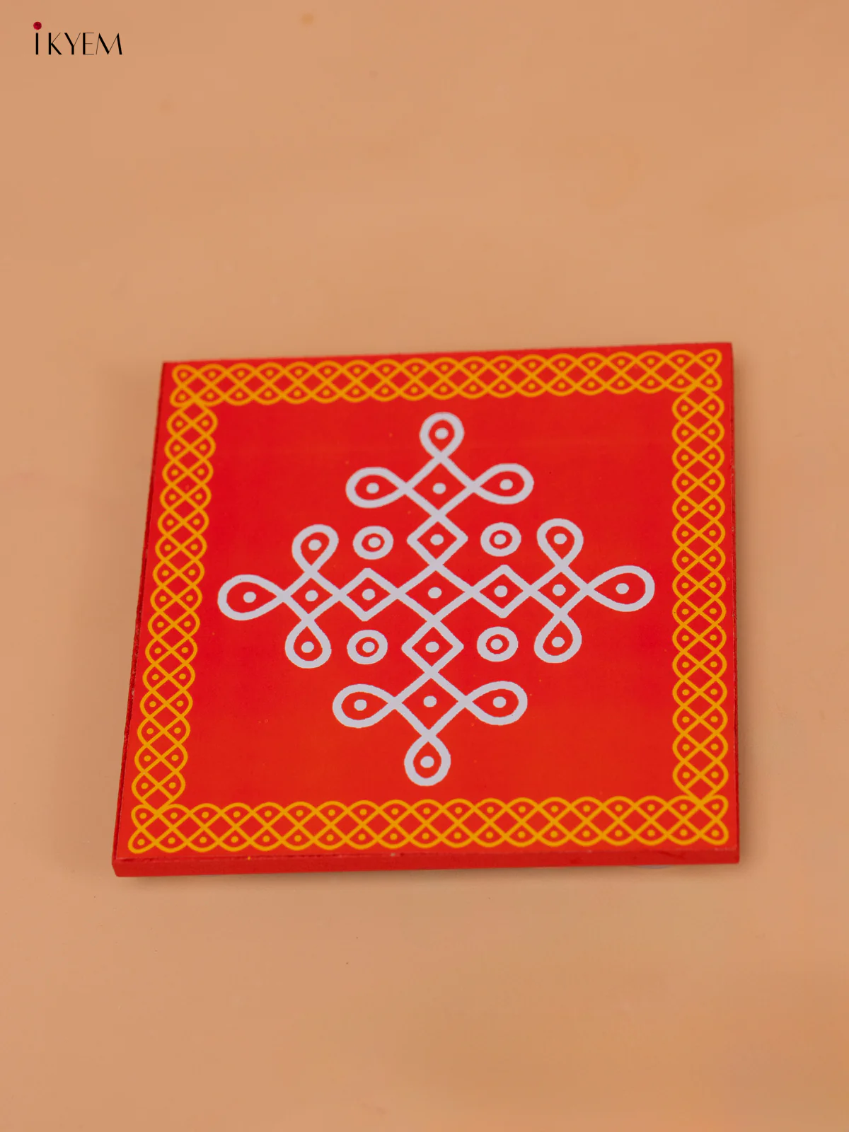 Wooden Square Kolam Manai (6x6) - Sikku Kolam - KD18176 - Image 3
