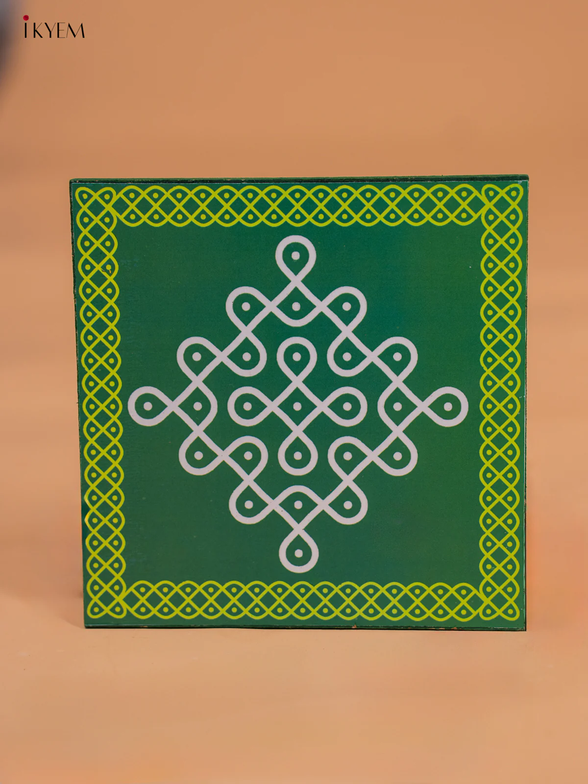 Wooden Square Kolam Manai (6x6) - Sikku Kolam - KD18176 - Image 4