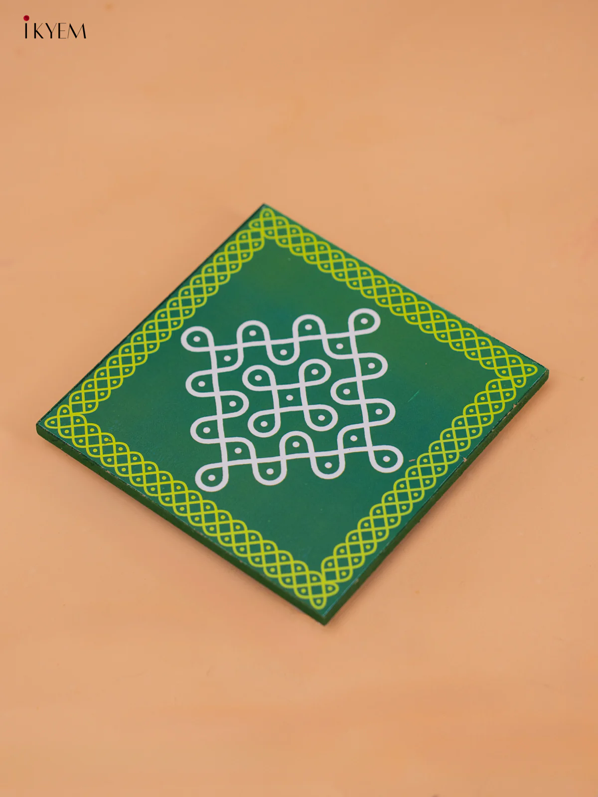 Wooden Square Kolam Manai (6x6) - Sikku Kolam - KD18176 - Image 6