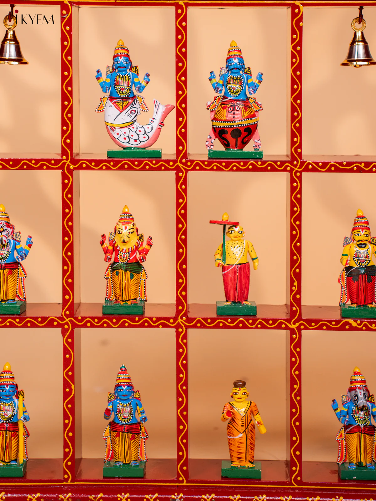 Wooden Frame With Kondapalli Dasavatharam Idol Set - KD22140 - Image 5