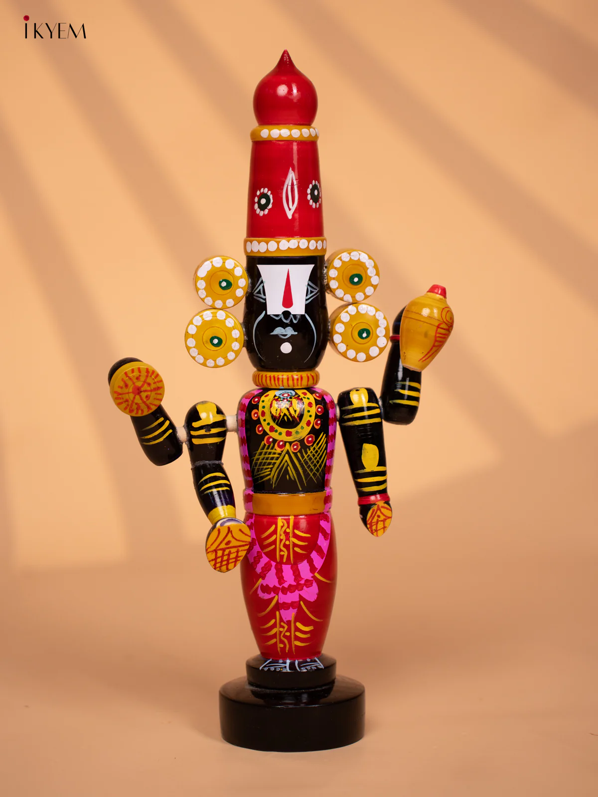 Wooden HandPainted Lord Venkateshwara idol 16 inch - KD24111