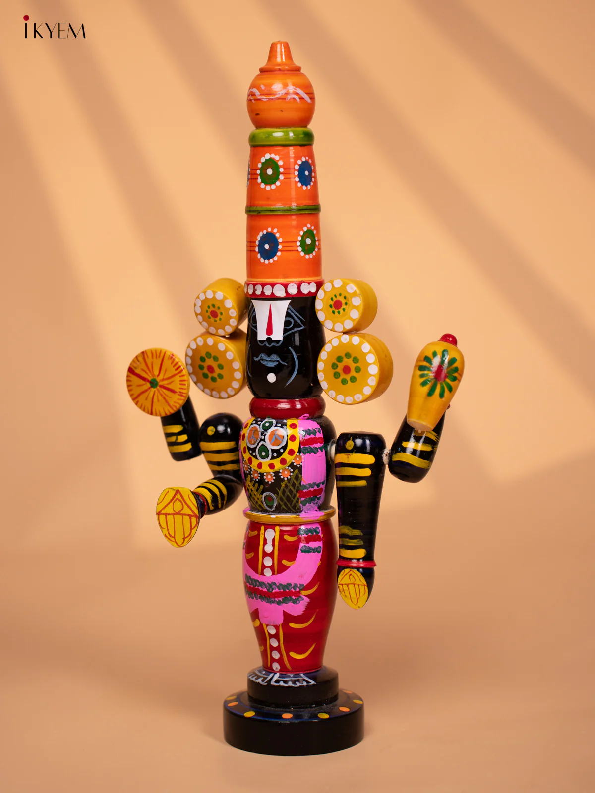Wooden Hand Painted Lord Venkateshwara idol 16 inch - KD24114 - Image 4