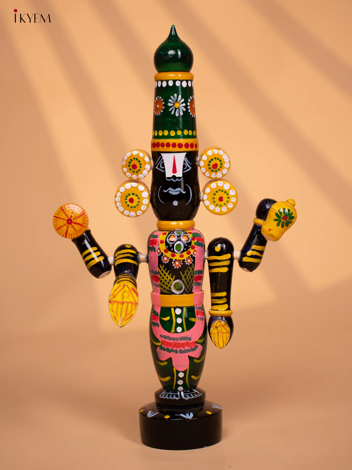 Wooden Hand Painted Lord Venkateshwara idol 16 inch - KD24116
