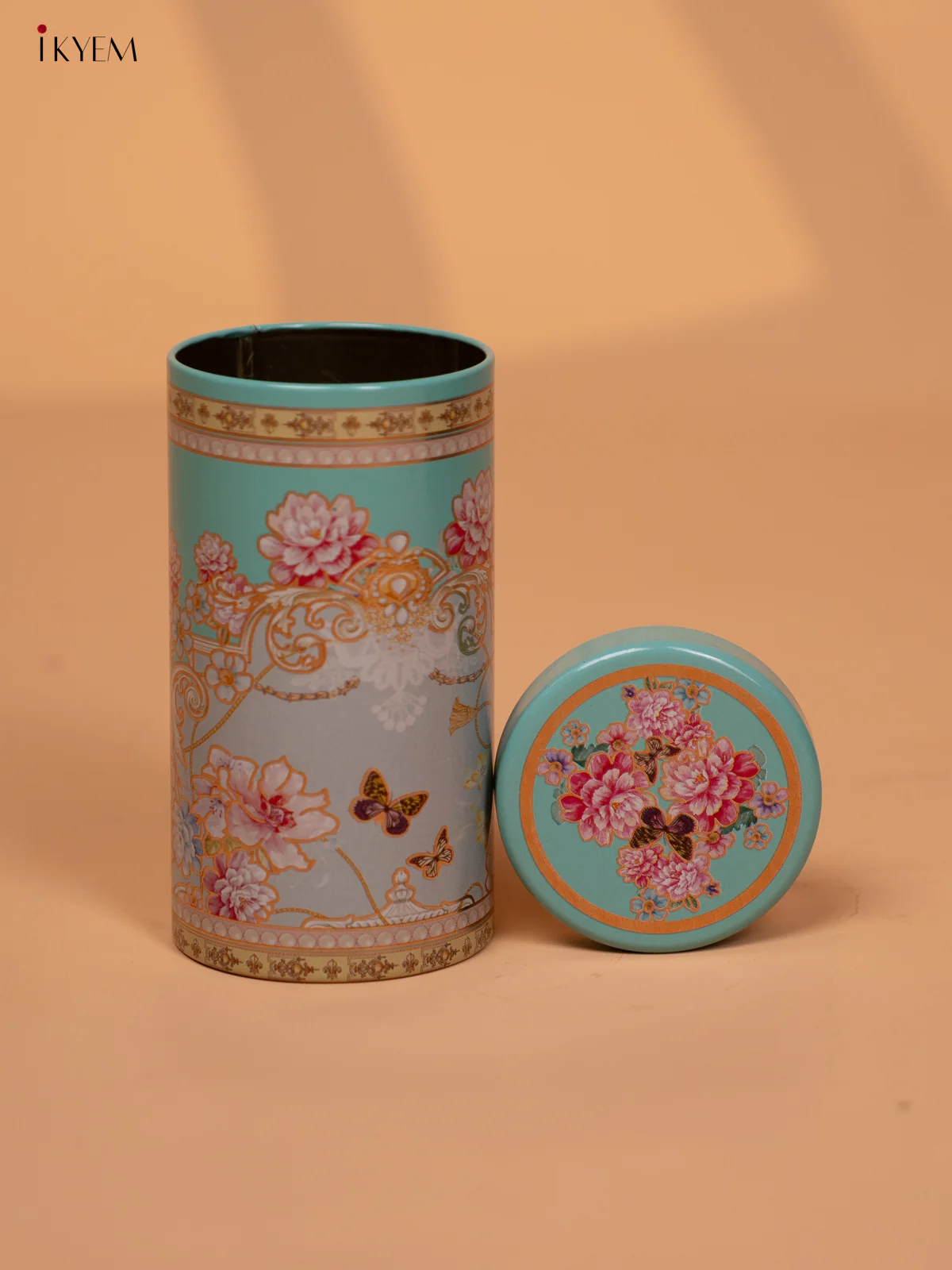 Digital Printed Dry Fruit & snacks Tin Jar Cylinder - sky blue 5.5 inch - KD24129 - Image 2
