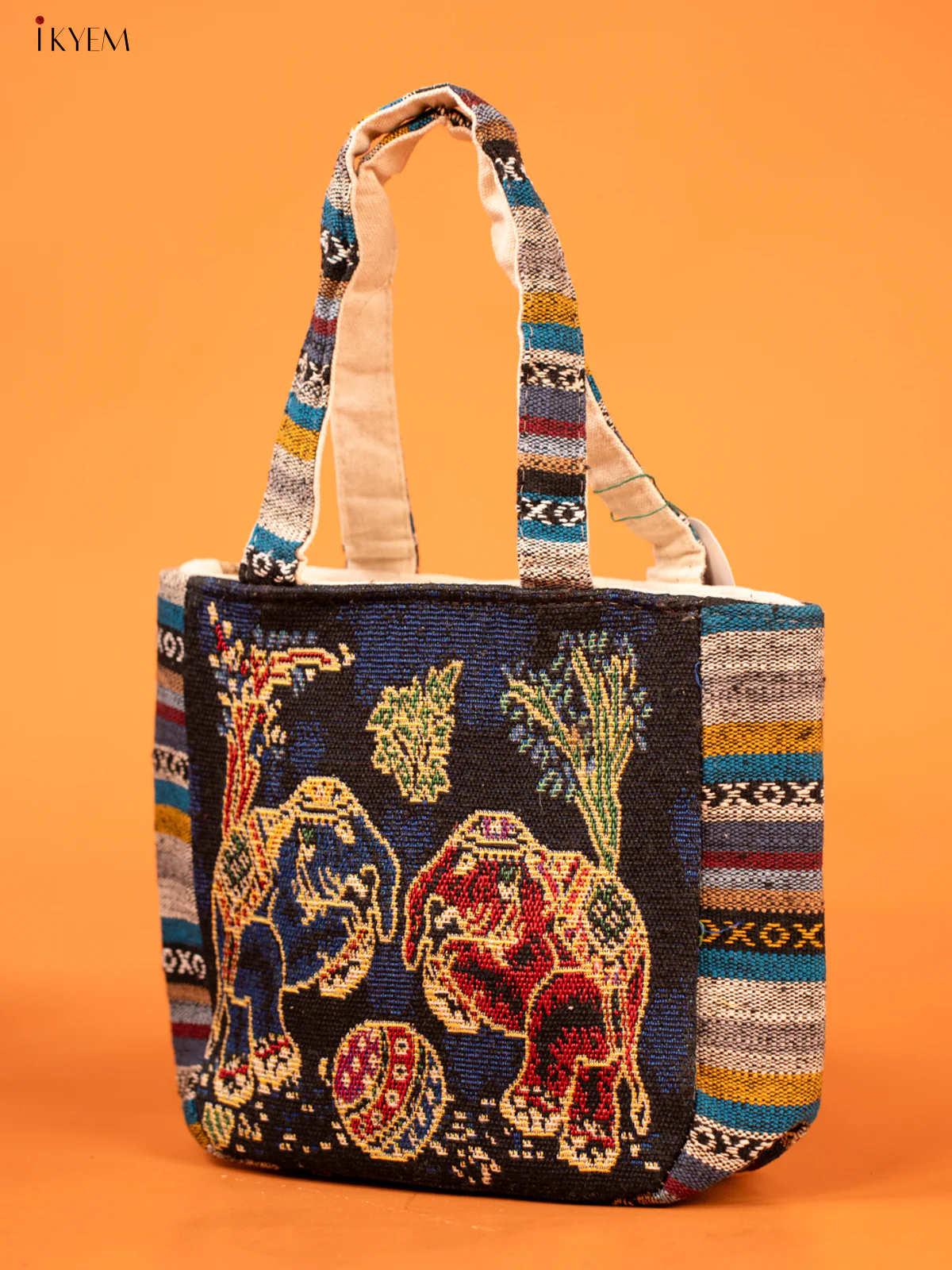 Cotton Zipper Closure tote bag - Elephant Small - Image 2