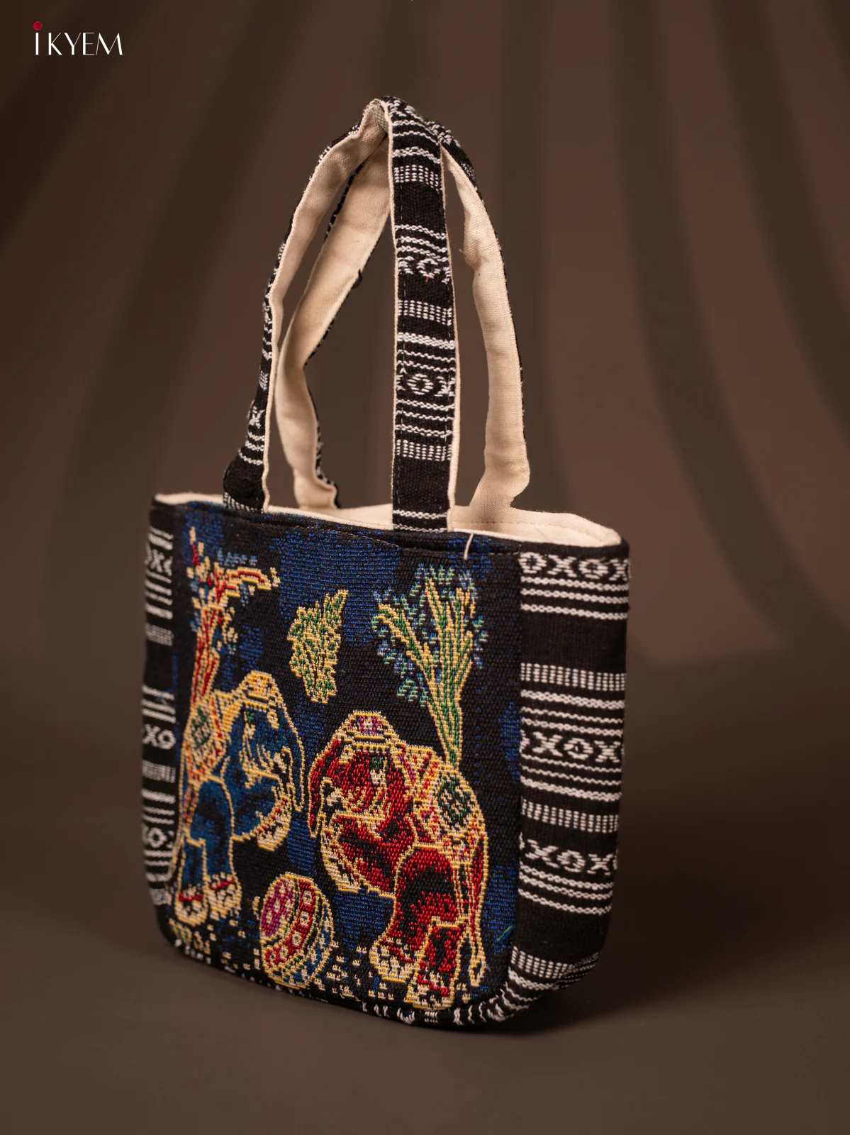 Cotton Zipper Closure tote bag - Elephant Small - Image 2