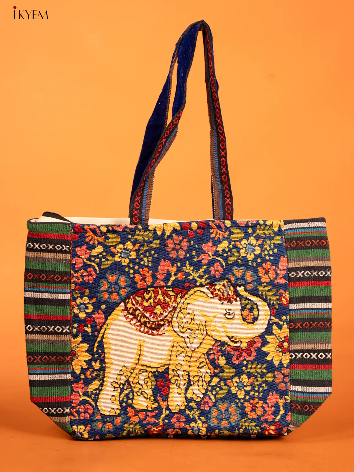 Cotton Zipper Closure tote bag - Elephant Big
