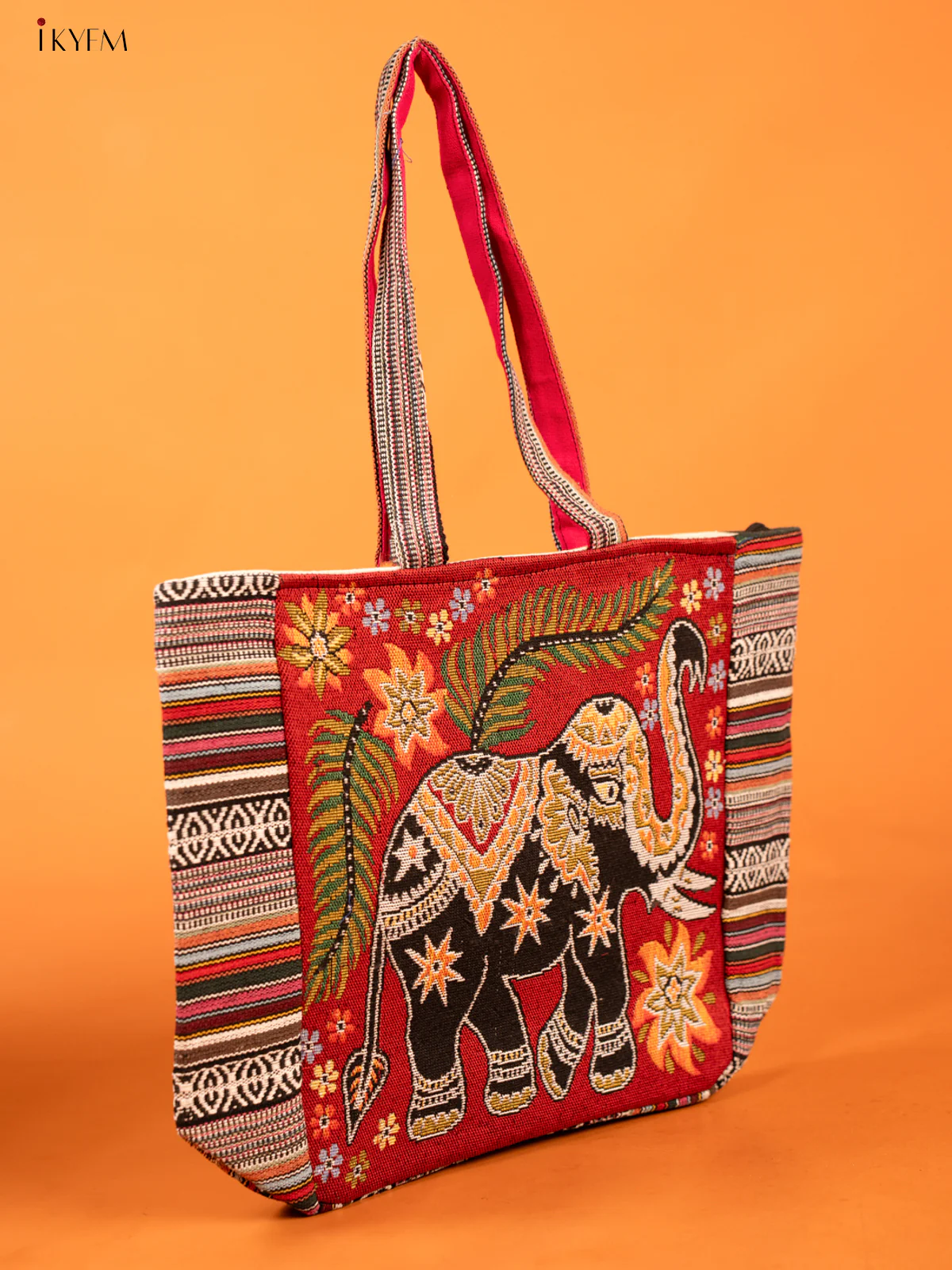 Cotton Zipper Closure tote bag - Elephant Big - Image 2