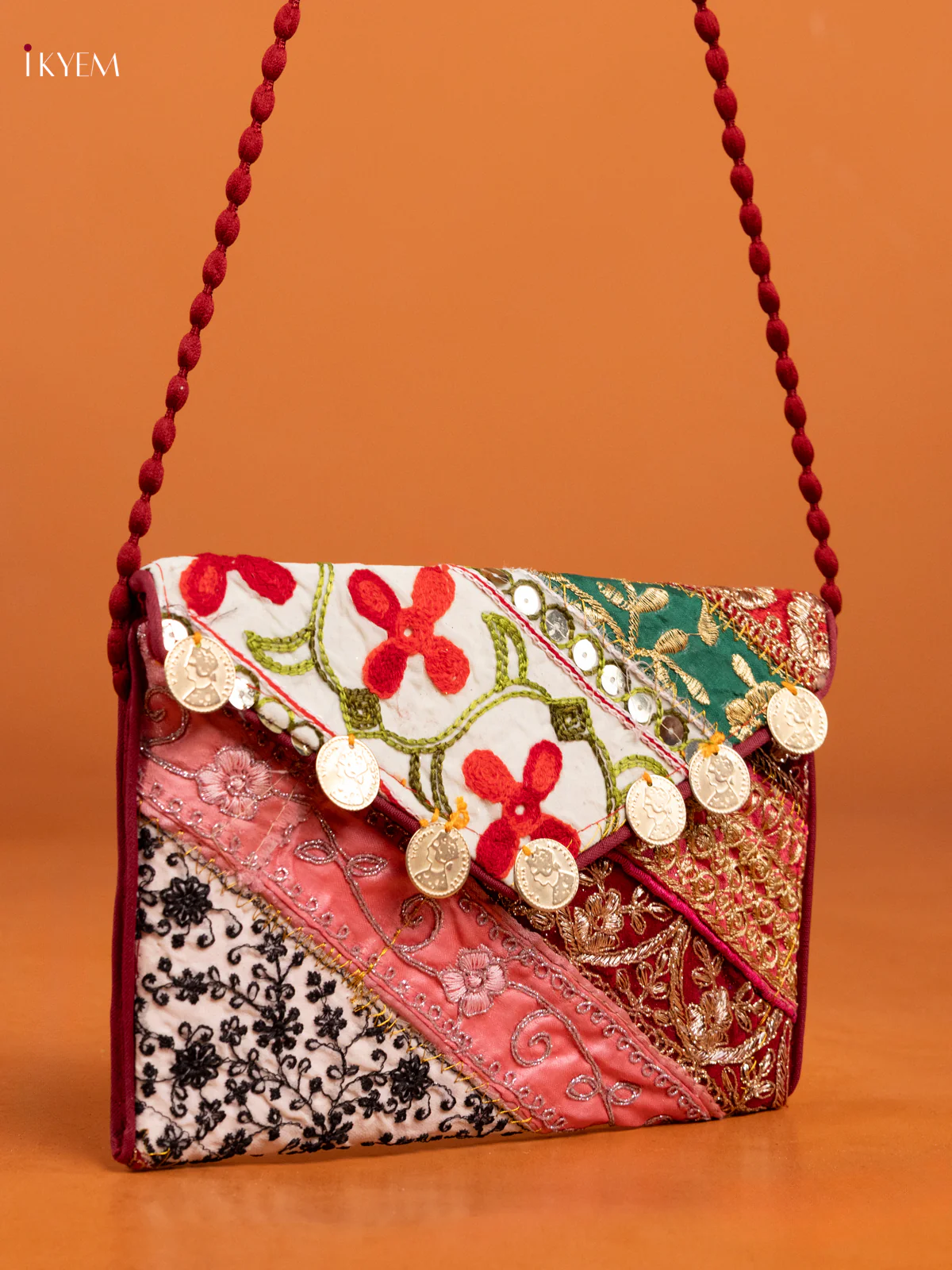 Embroidered Multi color Sling bag - Small