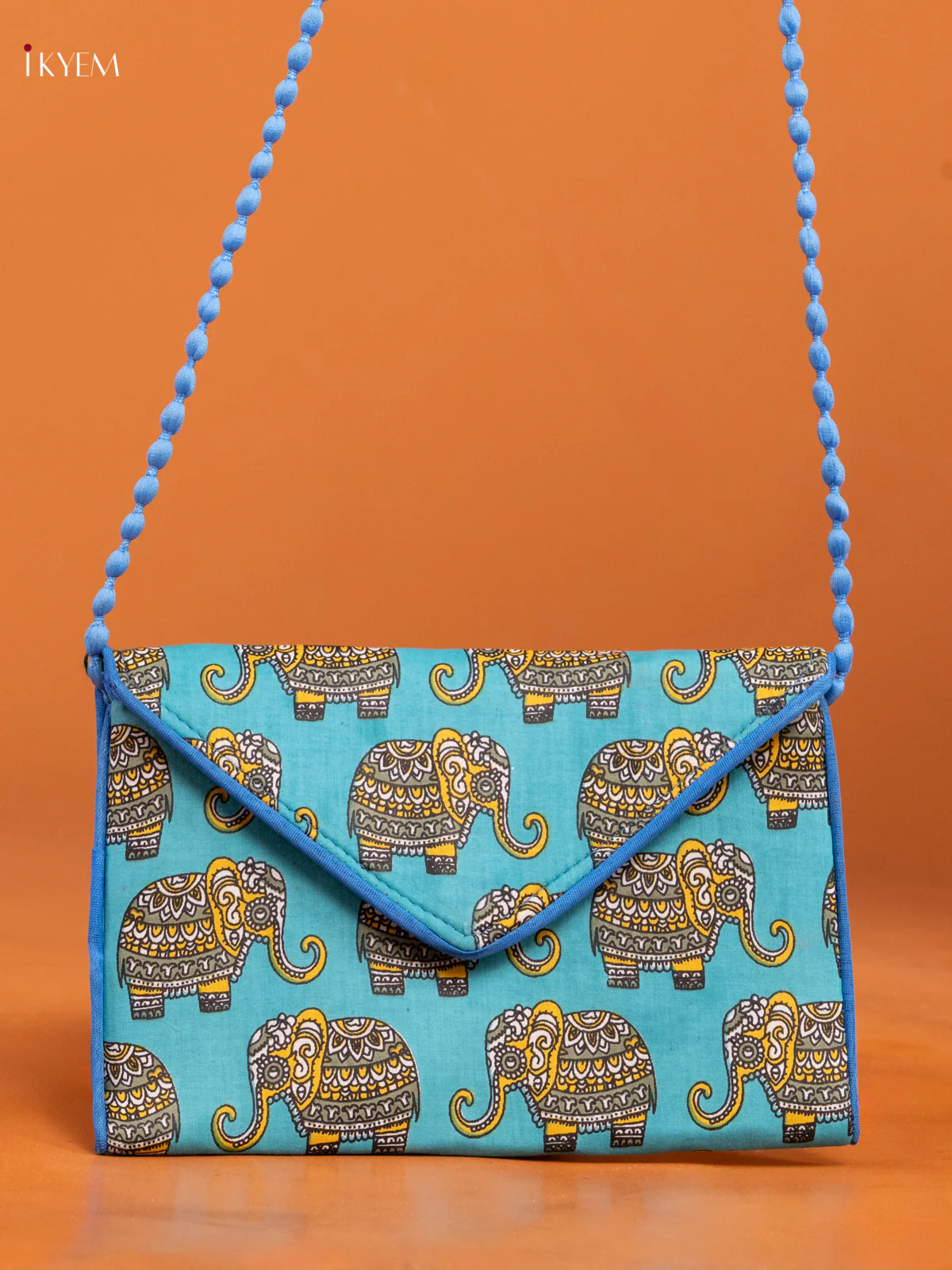 Cotton Elephant Printed Sling Bag - Blue - KD26254