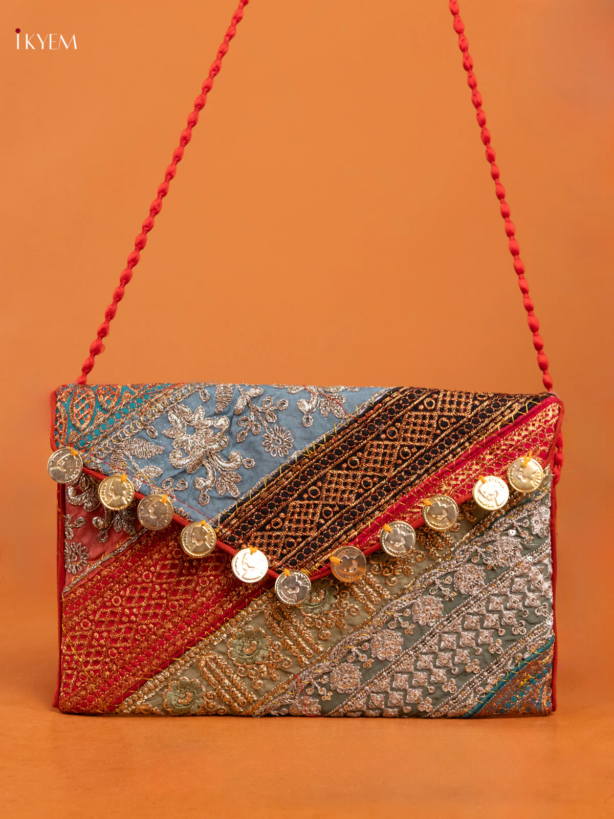 Embroidered Multi color Sling bag - big